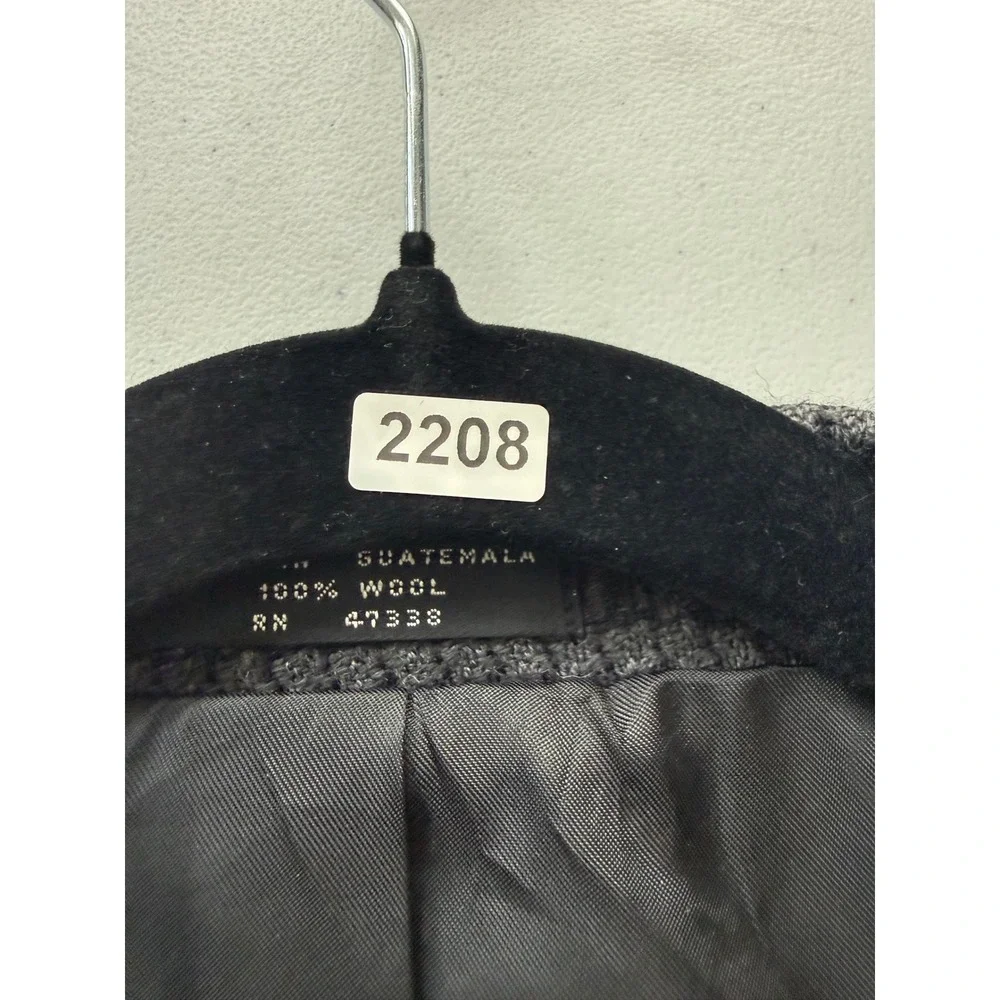 Albert Nipon Mens 42L Grey Wool Blazer Micro Check 2 Button Sport Coat Jacket